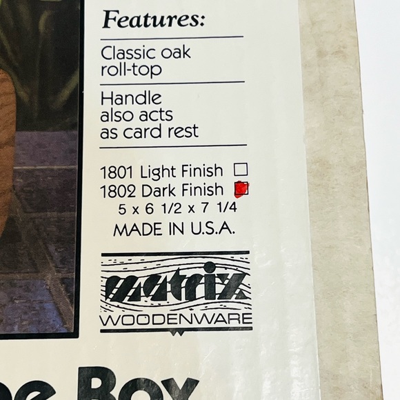 Vintage Matrix Roll-top Recipe Box, Classic Oak - Picture 12 of 12